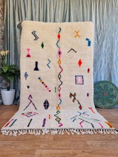 Handmade White Wool Moroccan Rug: Berber Wove...