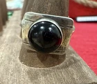 Stunning Handmade Vintage Sterling Silver And Black Onyx Ring Size 6