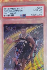 2019-20 Panini Select - Courtside Zion Williamson #297 Gold Wave Prizm (RC)