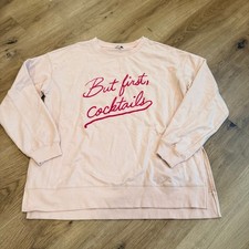 WILDFOX "But First Cocktails" Pink Sweatshirt Women's Size Medium