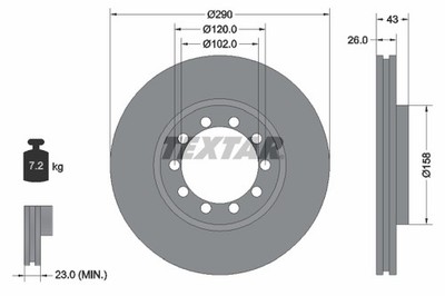 2 x TEXTAR 93117500 Bremsscheibe für RENAULT,RENAULT TRUCKS