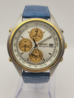 Seiko 7T32 7C60 A0 Chronograph Alarm Uhr Herren 39mm Japan 1995 Funktioniert Gut.