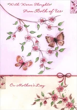 Gold Foil Trim Butterflies on Pink - Designer Greetings Mother's Day Card