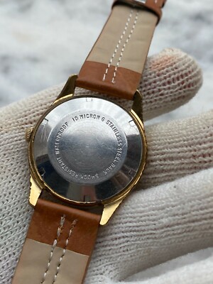 HELBROS WATCH AUTOMATIC DAY DATE CAL.PUW 1363 GOLD PLATED MENS