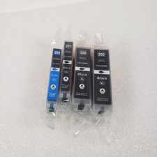 Lot Of 4 Ink for Canon PIXMA PGI-250BK CLI-251BK CLI-251C Sealed FOR PARTS
