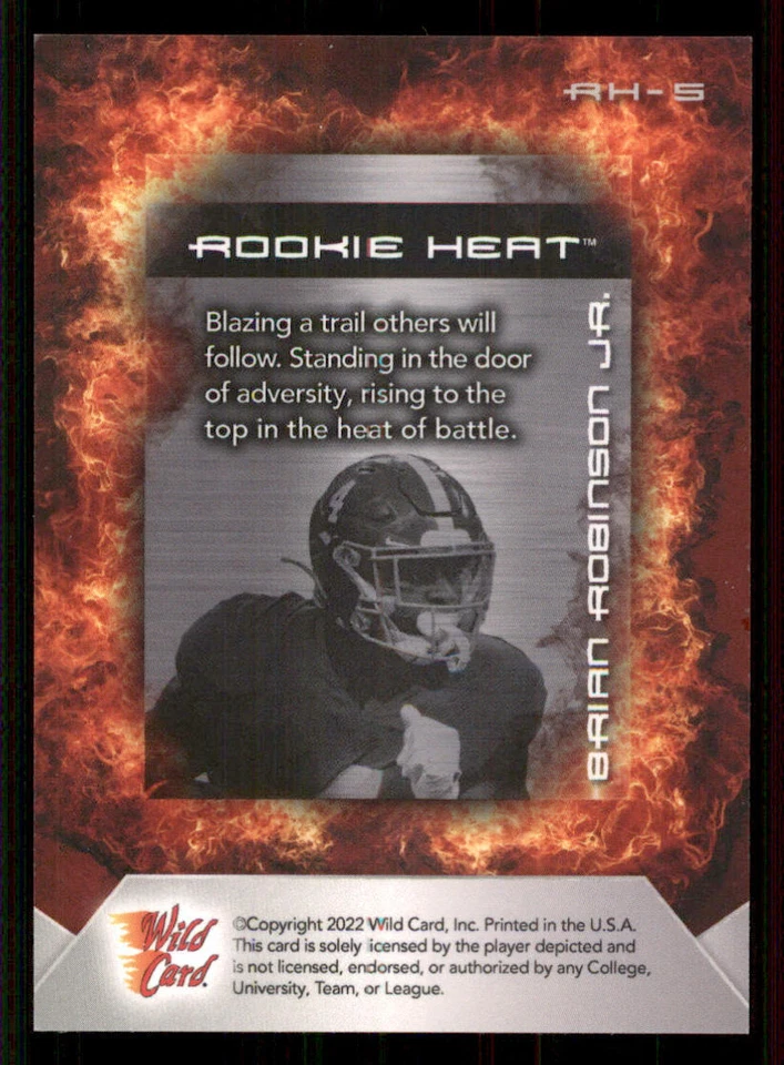 2022 Wild Card Matte Black Rookie Heat Red #RH5 Brian Robinson Jr. /200 - Image 2 of 2