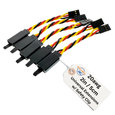 BackBayRC - 2in 20awg Universal (JR Futaba Compatible) Servo Extensions w/ Clip