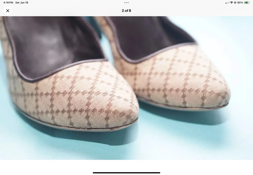 GUCCI DIAMANTE CANVAS HEEL NEIGE BROWN , EU 39.5,  VERY RARE - Image 2 of 4