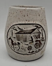 Onion River Pottery Speckled Embossed Open Honey Pot/Sugar Bowl No Lid  - VT USA