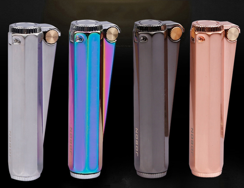 Jobon Hexagon Shaped Flint Wheel Oil Petrol Gasoline Cigar Lighter rose