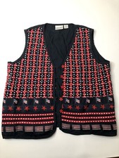 Vtg 90s Womens 18/20 Vest 4th Of July America USA Stars Red White Blue Party