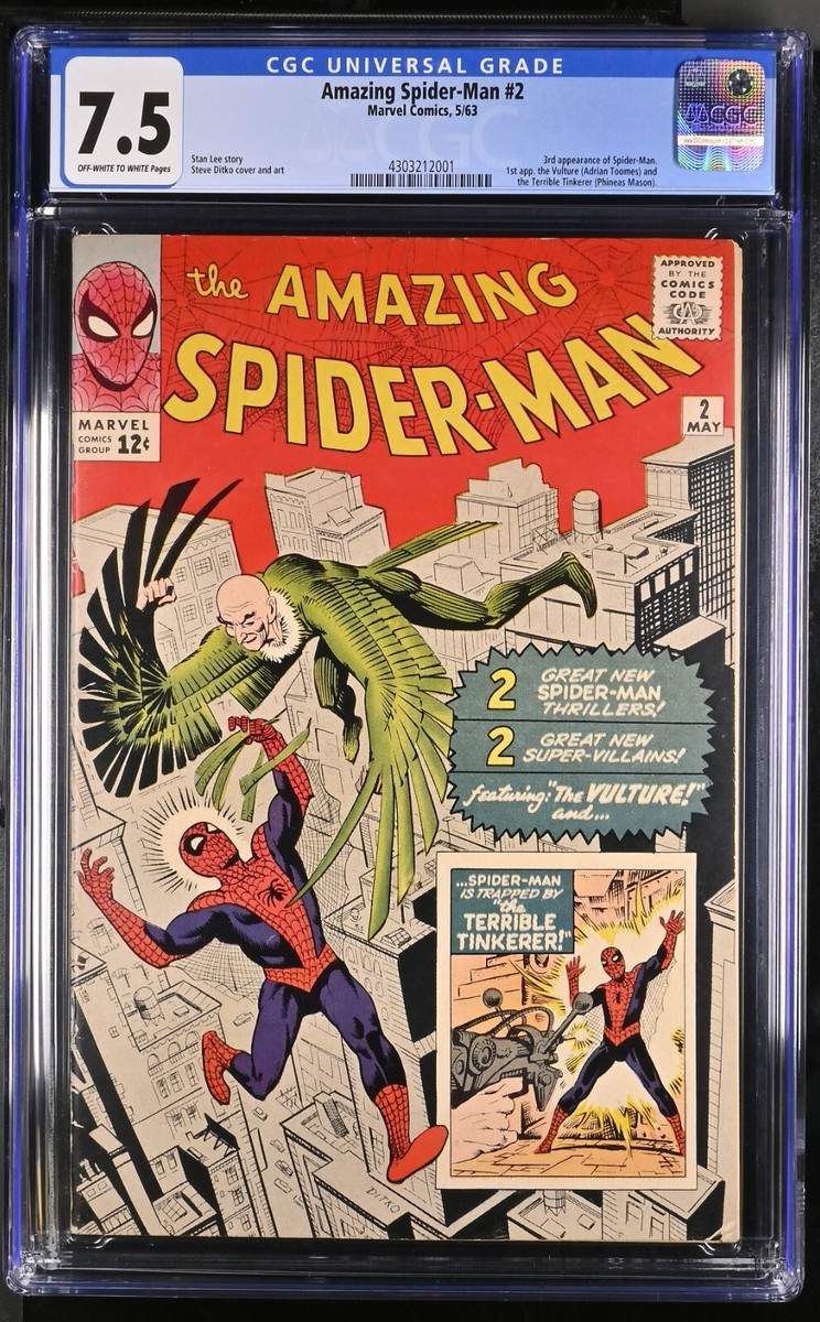 AMAZING SPIDER-MAN #2 CGC 7.5 VF- Universal 1963 MARVEL 1st