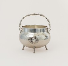 Antiker Silberkorb mit Hammerschlag-Dekor aus 925er Sterling Silber