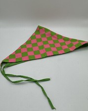 Vintage Triangle Head Scarf Pink  Green Checks - Custom
