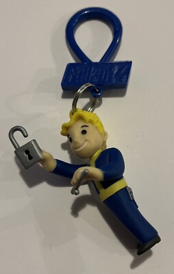 Fallout 4 Vault Boy Locksmith Key Ring Backpack Hanger Clip Figure
