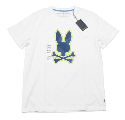 Psycho Bunny Men's White Lenox Bunny Crew-Neck Short Sleeve T