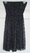 Hollister Navy Blue Strapless Floral Lace Dress Women's Size Small