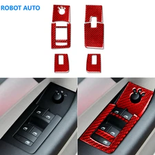 For Audi A3 S3 8P 06-07 Red Carbon Fiber Front Window Lift Switch Panel Trim