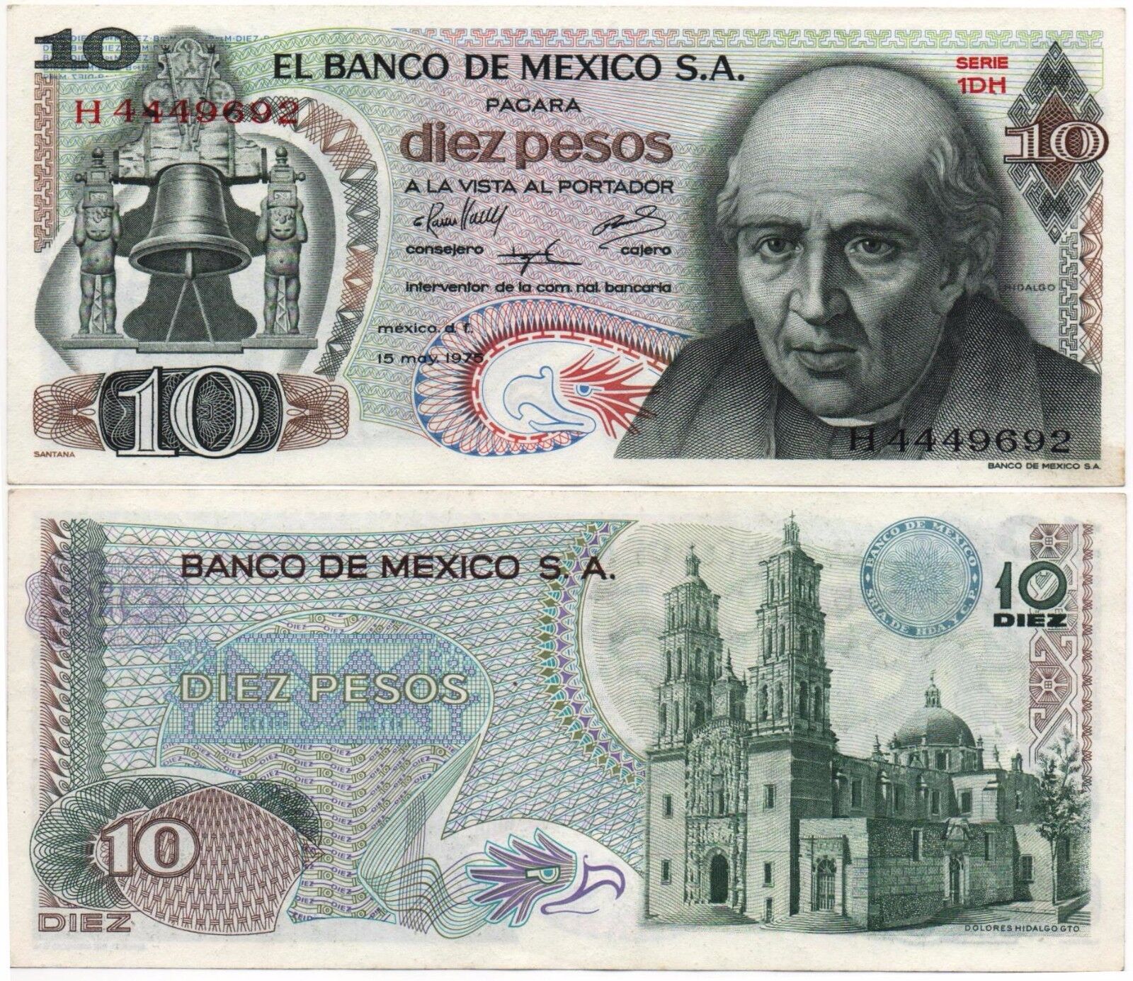 UNCIRCULATED MEXICO SET OF 4 BANKNOTES LOT 70'S 80'S 10 20 50 100 pesos UNC