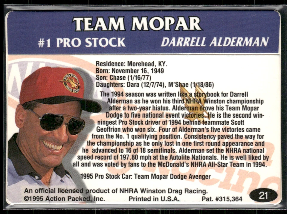 Darrell Alderman Signed 1995 Action Packed IP Auto #21 - Image 2 of 2