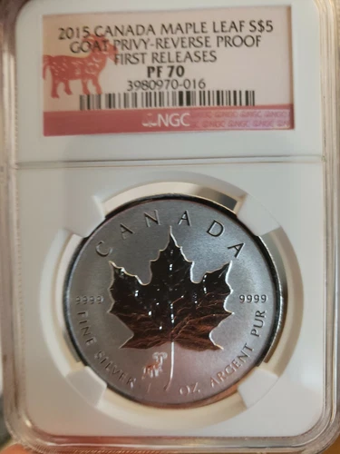 2015 $5 Canada Maple Leaf - Goat Privy - NGC PF70 Reverse Proof, First Release
