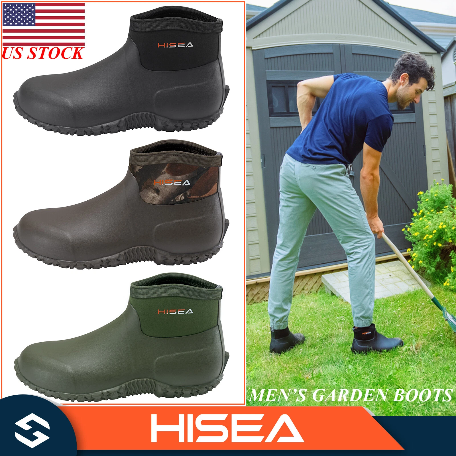 HISEA Men's Garden Boots Waterproof Insulated Chore Working Shoes Mud Rain Boots
Opens in a new wind