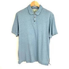Tommy Bahama Island Modern Fit Pima Cotton Polo Shirt Mens Size L Blue TD22006