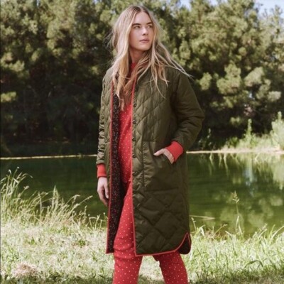 The Great + Eddie Bauer The Long Down Reversible Parka in Green