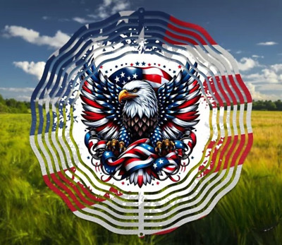 American Bald Eagle 10'' Round 3-D Wind Spinner