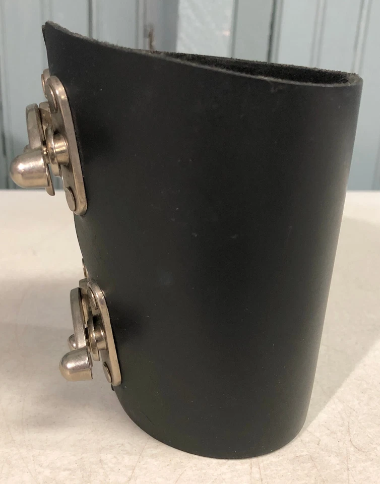 Black Leather Goth Rocker Ren-Fest Forearm Archery Brace Handmade Large Mens - Image 2 of 4