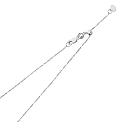 14K Weißgold massiv 0,9 mm verstellbar Rolo Kabel Kette Halskette - Karabinerverschluss