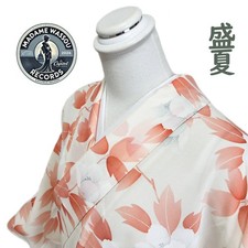 Kimono Single Garment Pure Silk Small Pattern Casual Ivory M Japan