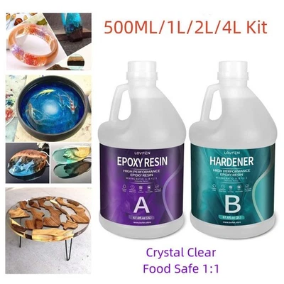 Crystal Clear Epoxy Resin 500ml 1L 2L 4L 8L 16L Kit - Food Safe 1:1 AB Glue - Image 1 of 4