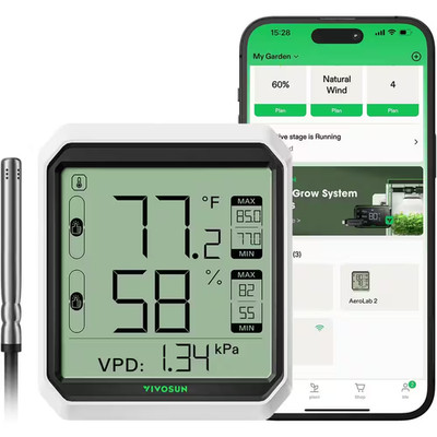 Aerolab THB1S Digital Bluetooth Hygrometer Thermometerwith Sensor Probe and APP