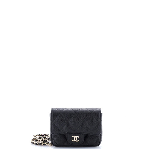 Chanel Classic Flap Chain Belt Bag Quilted Caviar Mini