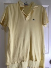 VINTAGE Izod Lacoste Golf Polo Shirt Mens M Medium Yellow 1/2 Patron Pique USA