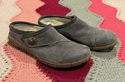 Earth Origins Ezzy Women's Gray Suede Faux Fur Lined Clogs Comfort Shoes Sz 10