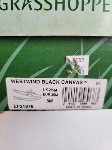 Neu im Karton Grasshoppers Westwind EF21878 schwarze Canvas-Loafer Damengröße 5M - Bild 2 von 11