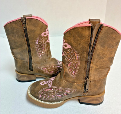 Blazin Roxx Cross Western Boots Girls Gracie Cross Sz 8.5 Child Brown 444532