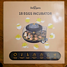 18 Egg Incubator Auto Turner with Humidity Control and Candler 360 View Clear