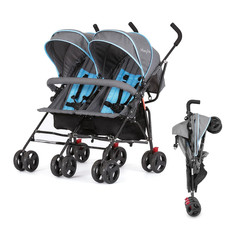 Dream on Me Volgo Twin Lightweight Double Umbrella Stroller - Black