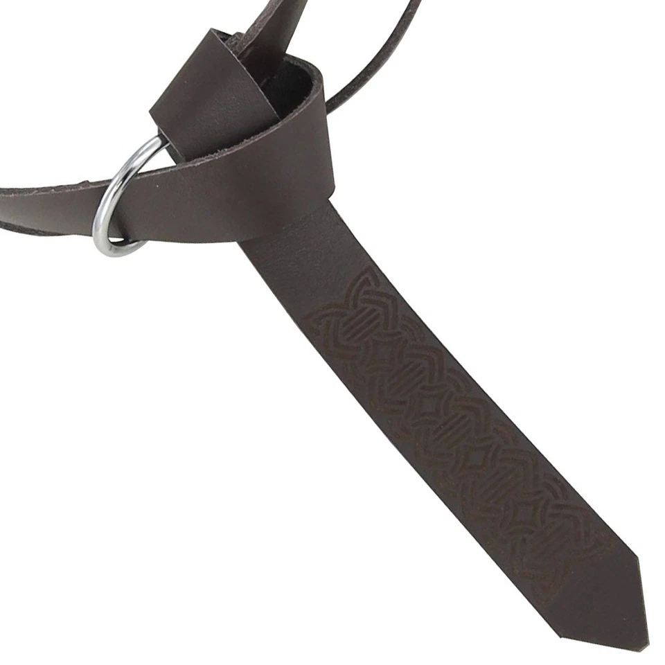 Cinturón largo de caballeros renacentistas medievales vikingos tejido de agricultores de cuero hecho a mano Foto 3 de 4