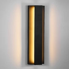 LamQee Outdoor Wall Sconces 18.5-in H Matte Black Hardwired Integrated LED Light