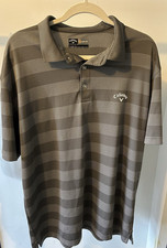 Callaway Opti-Dri Men's Gray Striped Golf Polo Shirt Short Sleeve Size XL