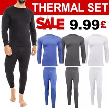 Mens Thermal Long Johns Top T Shirt Bottom Trouser Underwear Set Full Sleeve