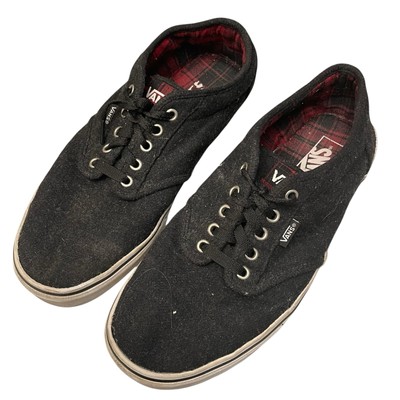 P Vans Off The Wall Sneakers Black with Red Plaid Inside Low Top