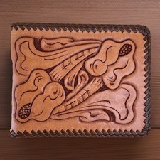 NWOT Western Men  s Bi-Fold Hand Tooled Floral Embossed Brown Leather Wallet