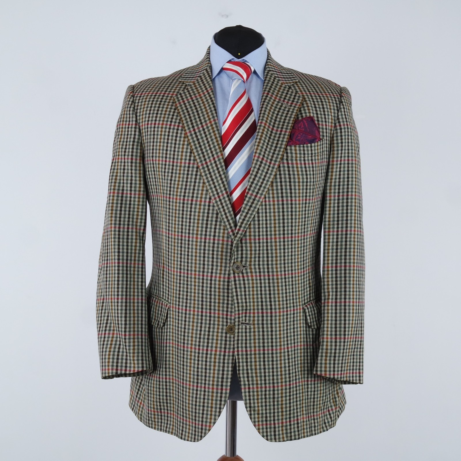 Mens DAKS Check Tweed Jacket 42S UK Multy Colour Size Wool Sport Coat Blazer image 4
