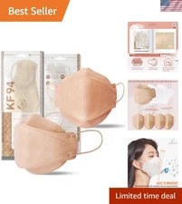 Comfortable 3D KF94 Masks for Adults and Teens - Beige, 20 Pack, Safe & Stylish