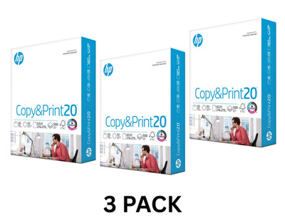 HP Printer Paper 8.5 x 11 Paper Copy &Print 20 lb 1 Ream Case -500 Sheets (3 Pk)